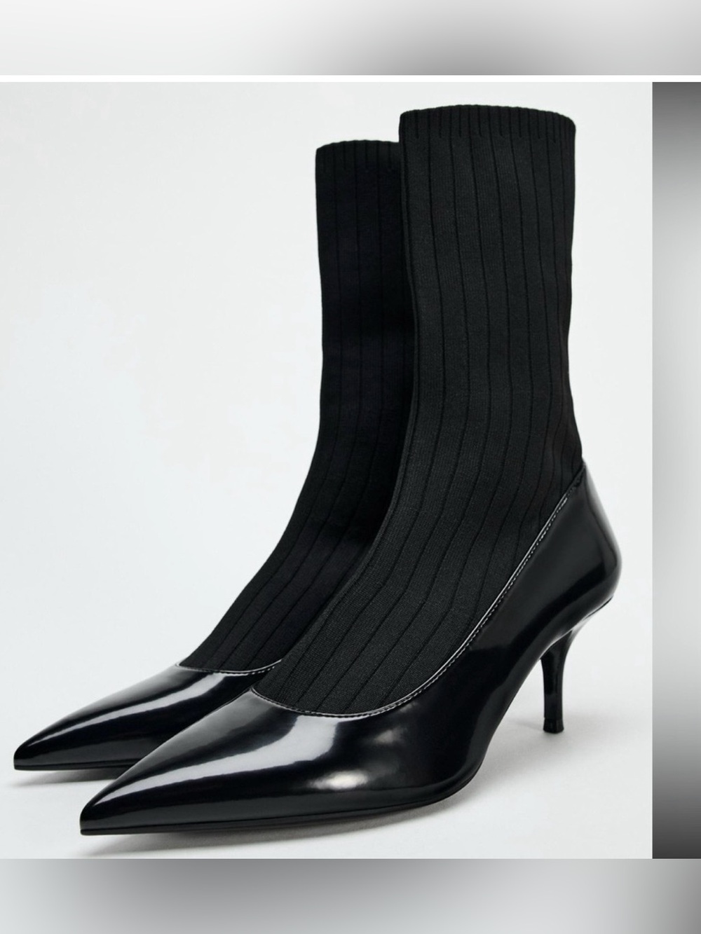 Zara brand new Black Pointed Toe Heels with socks